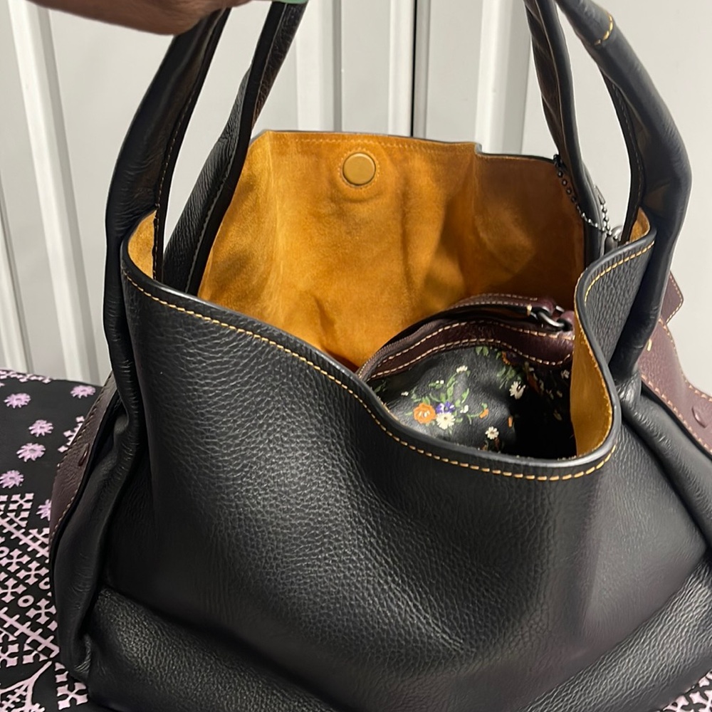 Coach Black and Tan Leather Tote